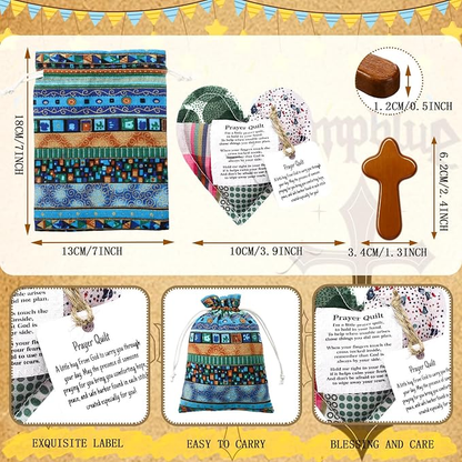 ⏰ LAST DAY 49% OFF - 🎁 Pocket Prayer Quilt Set | Mini Handmade Prayer Blankets with Cross & Drawstring Bag Christian Gifts ✝️